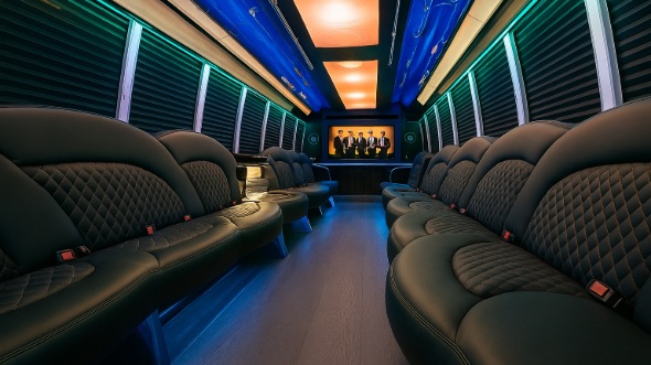 party bus rental interior troy