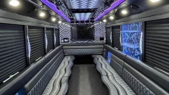 troy party bus rental interior